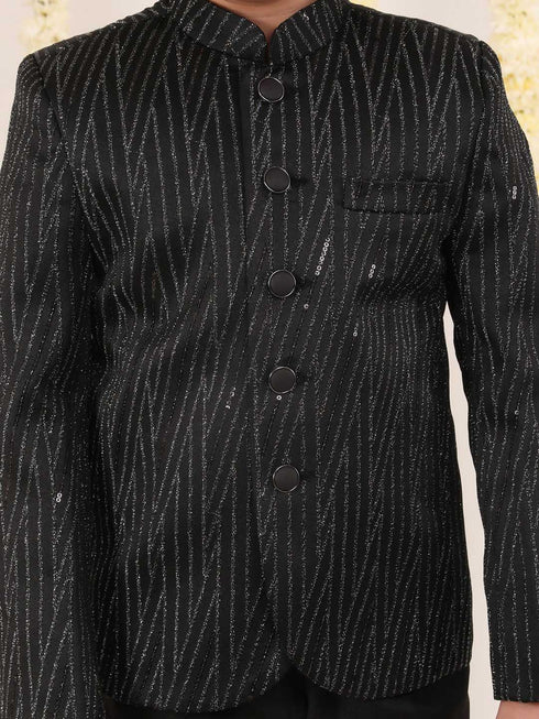 Boy's Black Sequined Jodhpuri
